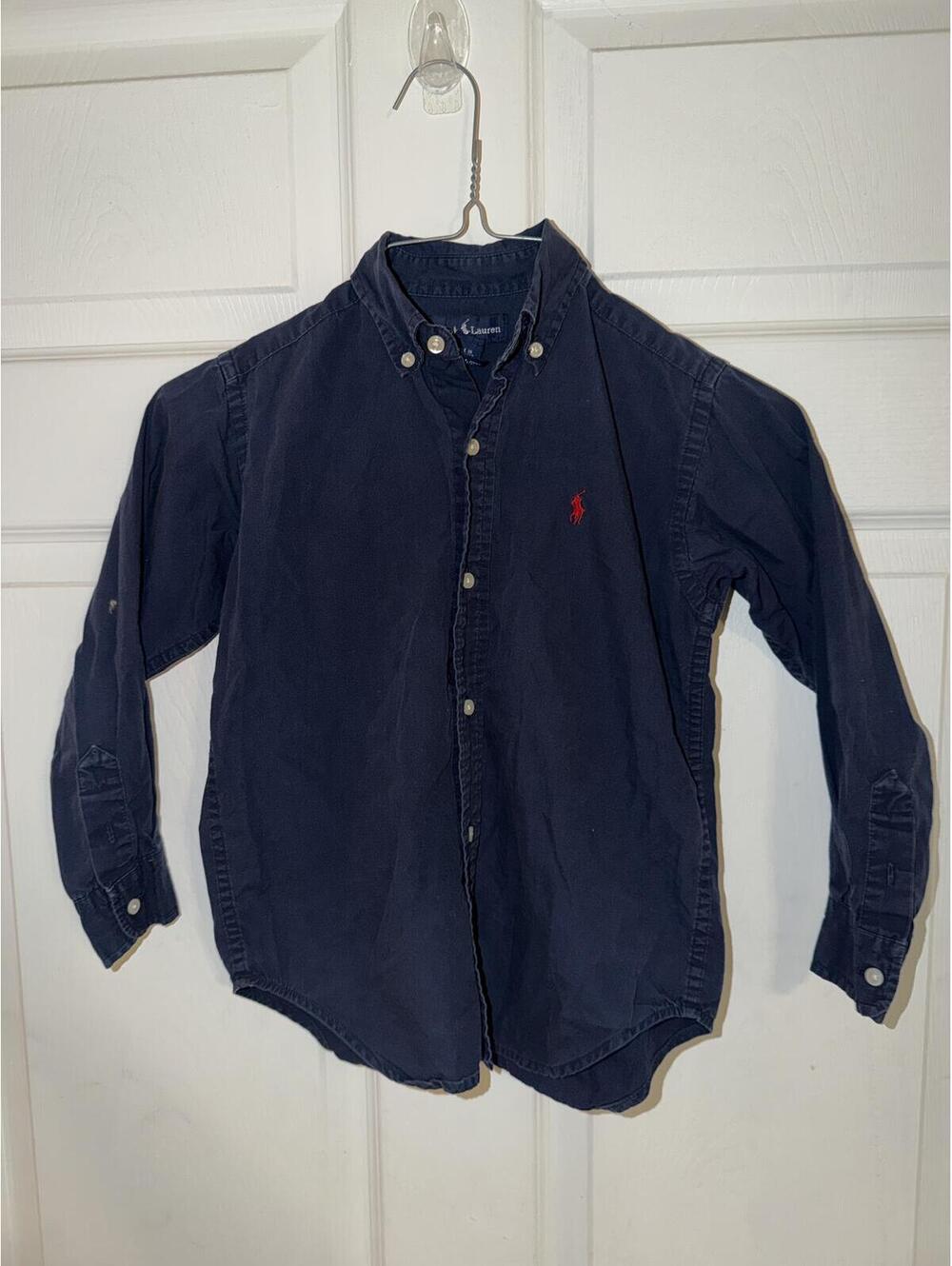 Polo Ralph Lauren Navy Blue Button-Up Shirt with Red Logo